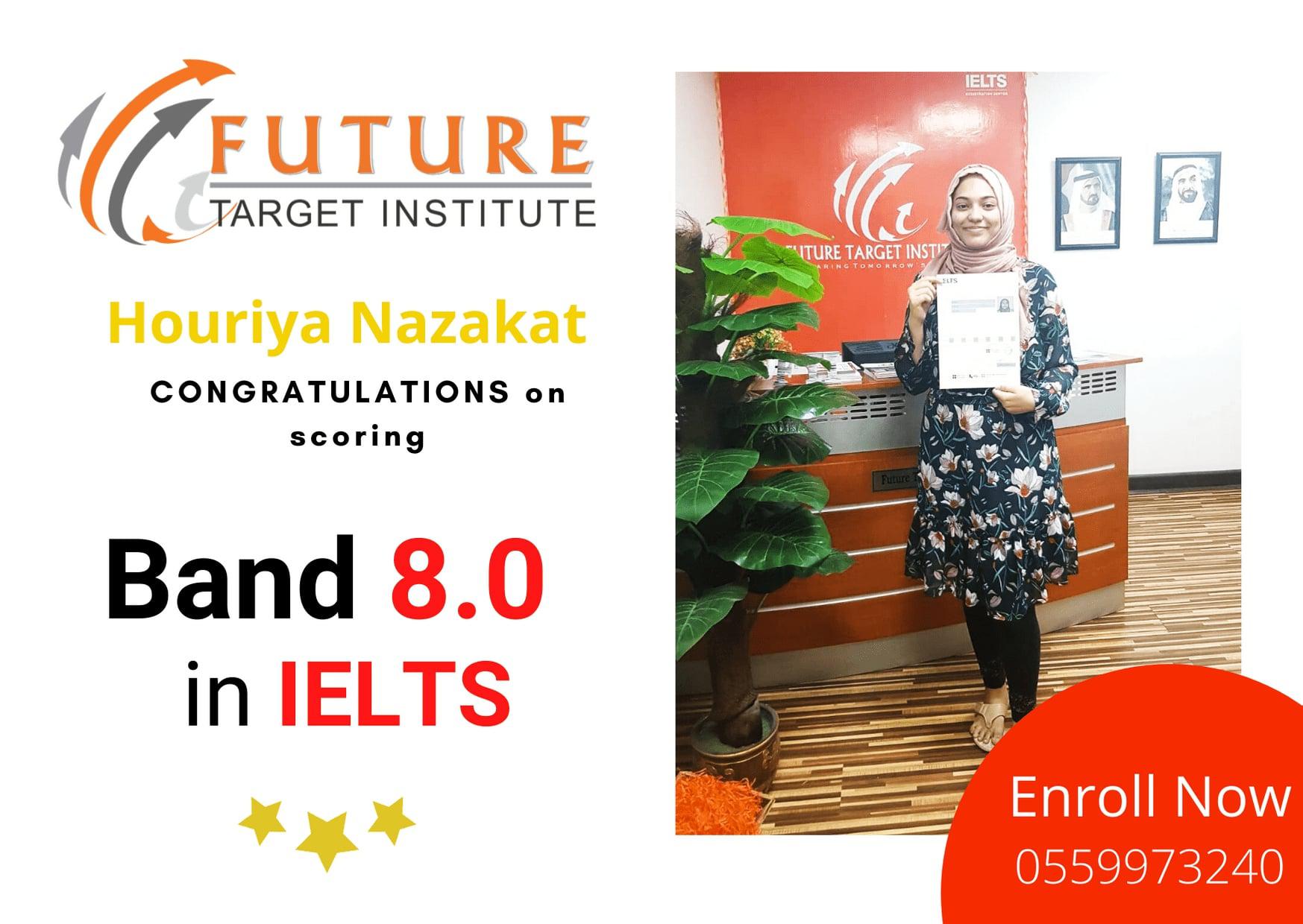 Ms Marwa Umars success story who improved her IELTS Listening Score by doing several practice tests and classes with Future Target.