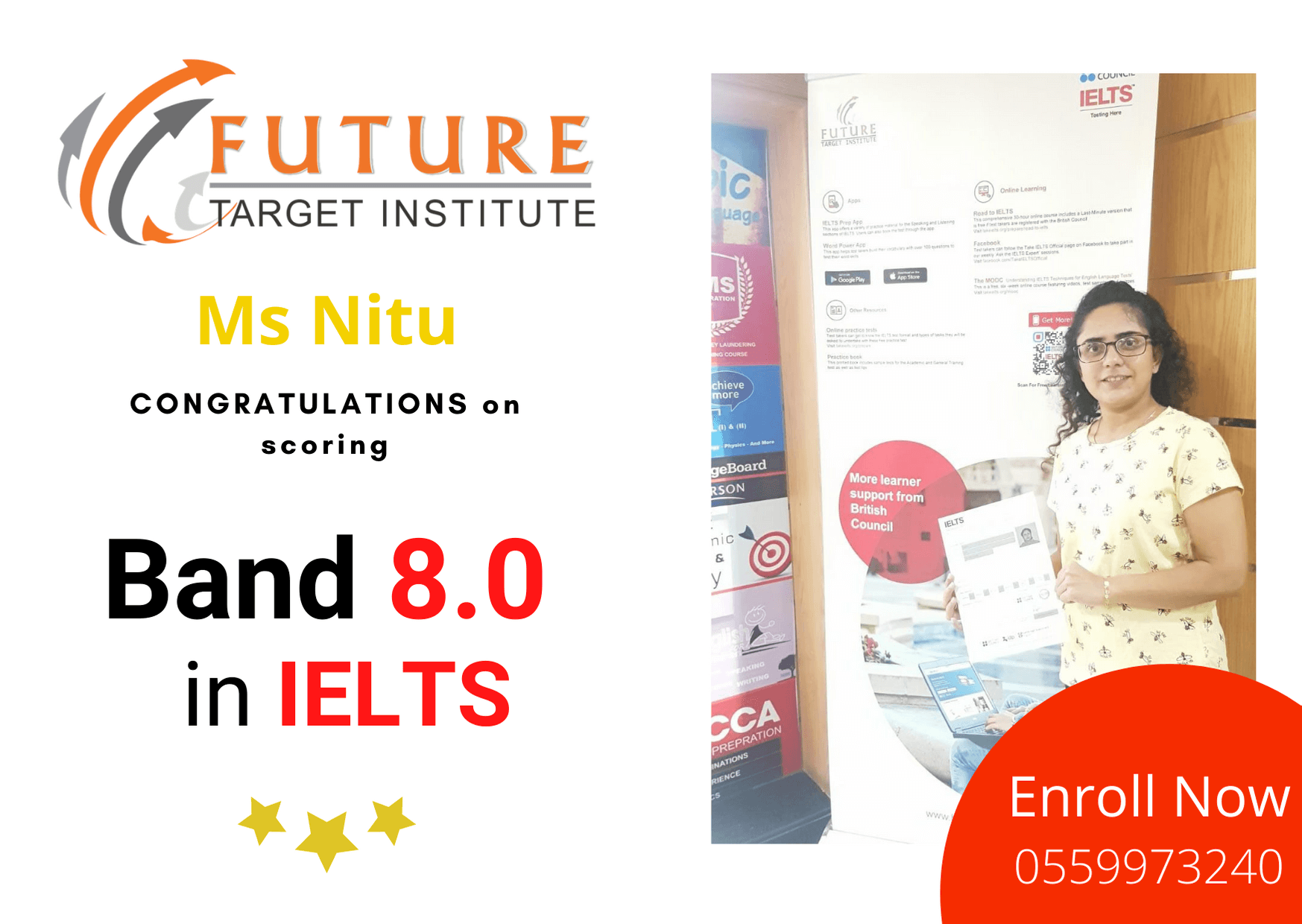 A picture of our team who help students achieve their dreams and assist with IELTS Exam Booking at Future Target Institute in Al Nahda 2, Dubai.